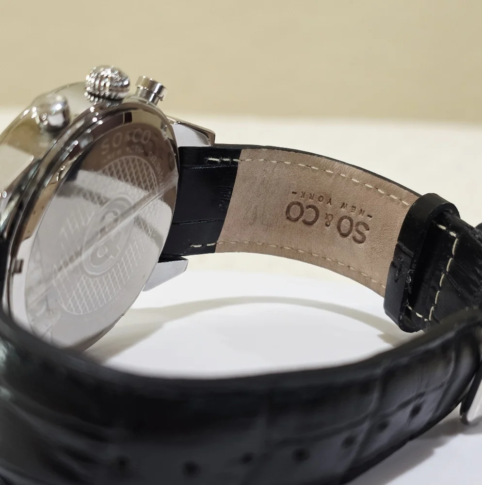 SO&CO New York Tribeca Chronograph Black Silver Sub Dial Men's Wrist Watch 5059